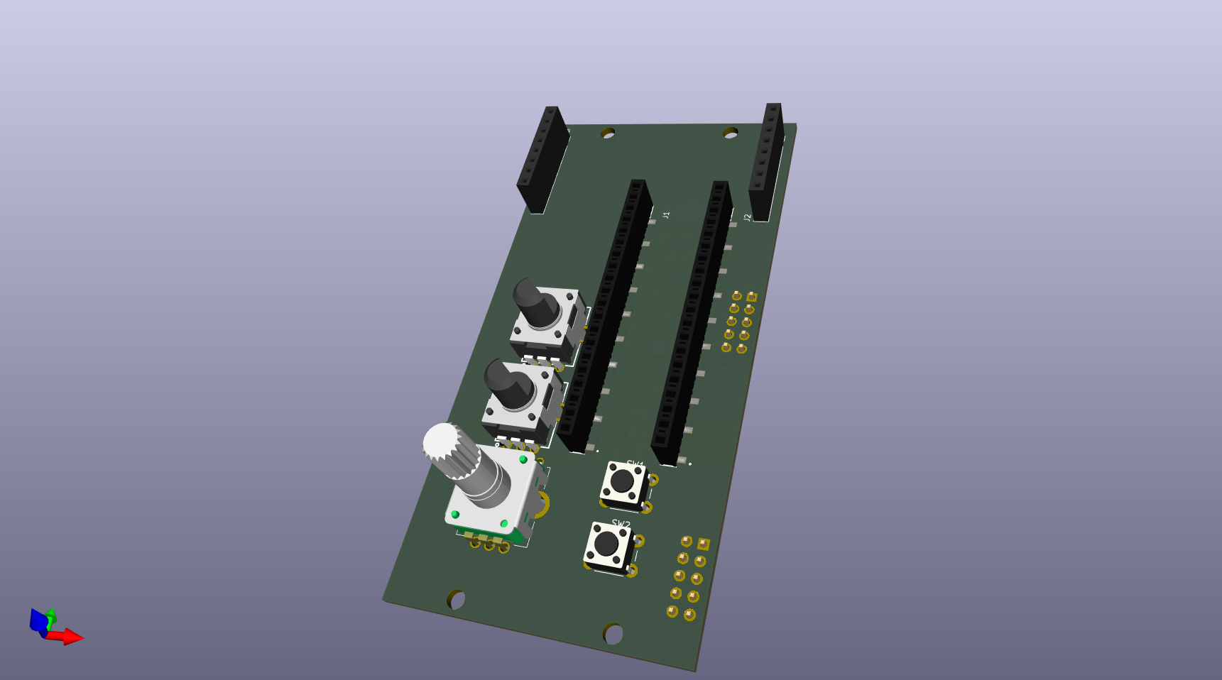 render of the top side of the pcb